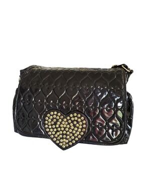 Betseyville Betsey Johnson Heart Quilted Diaper Bag Black